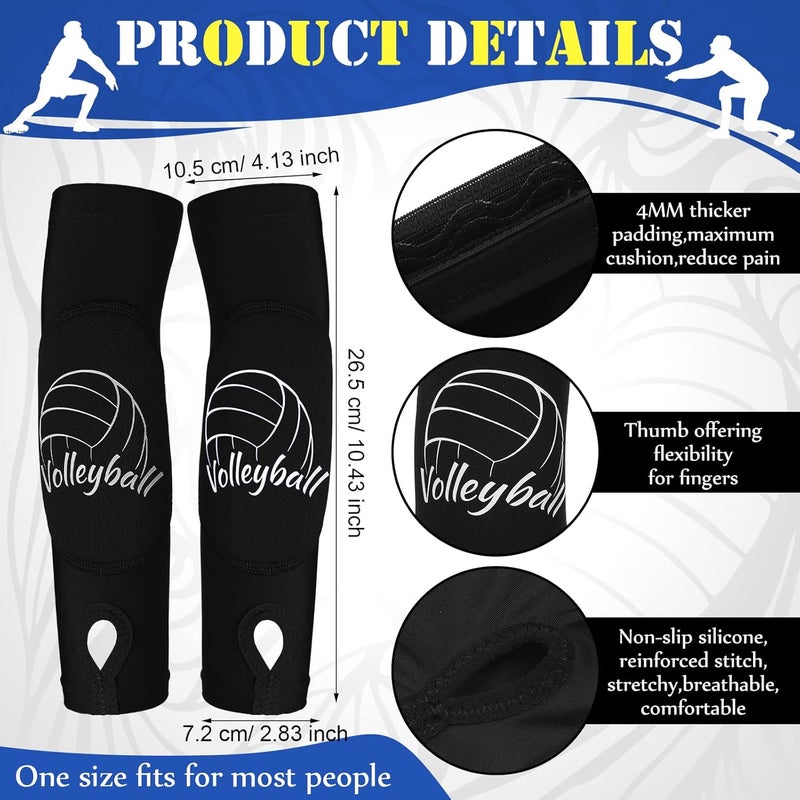 Yinder 4 Pcs Volleyball Knee Pad and Arm Sleeve Volleyball Accessories Stuff Forearm Elbow Sleeve Wrist Guard with Protection Pad and Thumb Hole for Women Men Adult - Image 2